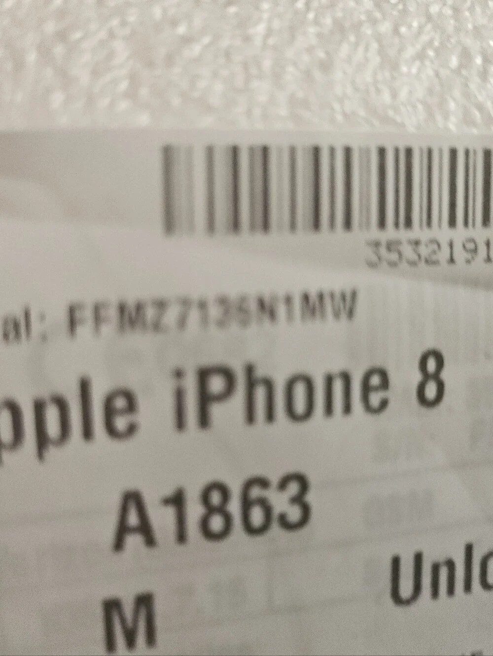 Apple iPhone 8 Label - Black Text on White Background
